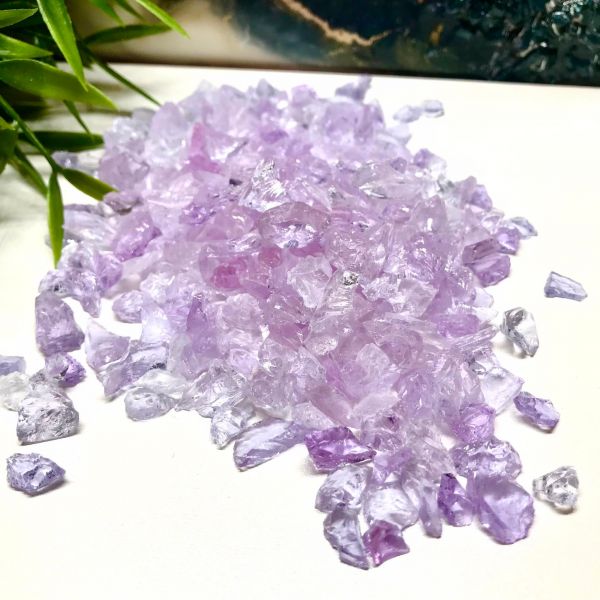 Скляна крихта рожева "Лаванда"5-8мм Упаковка 200грам 