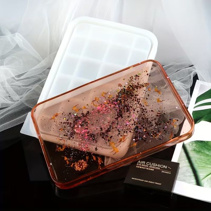 Молд підставка з бортиком 26×18×2,5 см силіконова форма для епоксидної смоли або гіпсу декоративний піднос